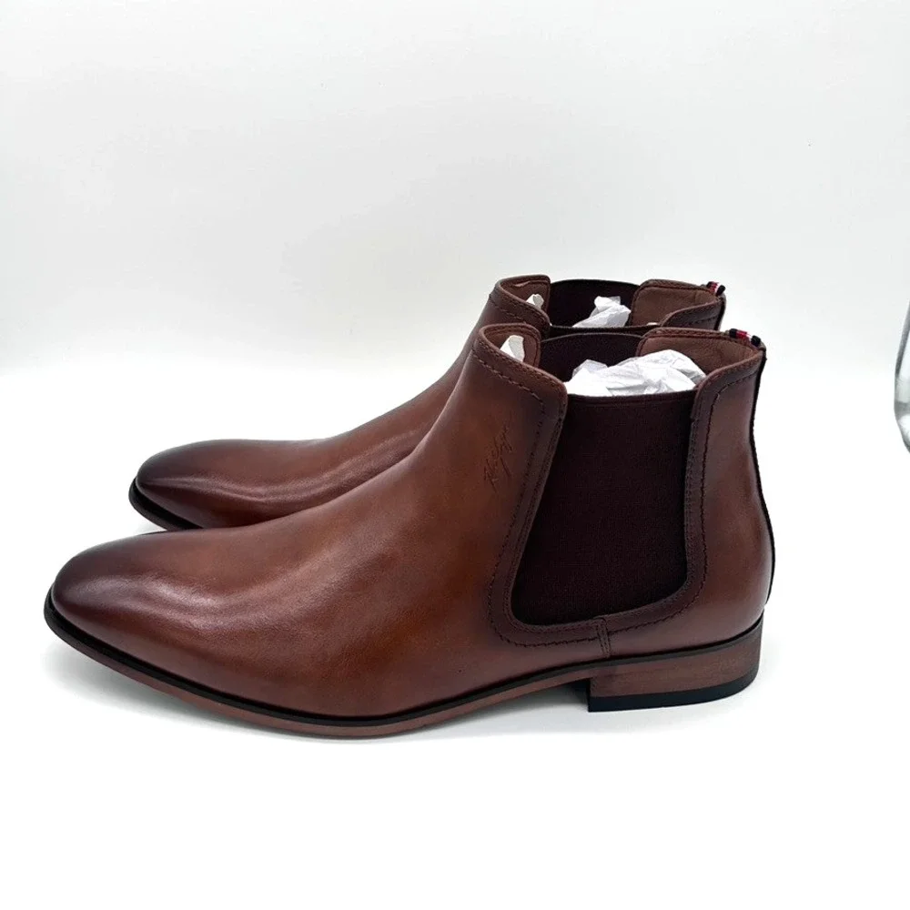 Tommy Hilfiger Boot Men's Size 9M  Dark Natural  Syler Slip On‎ Dress Chelsea-
